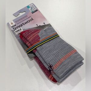 Smartwool Women's Small Hike Light Cushion Crew Socks Red Grey NWT